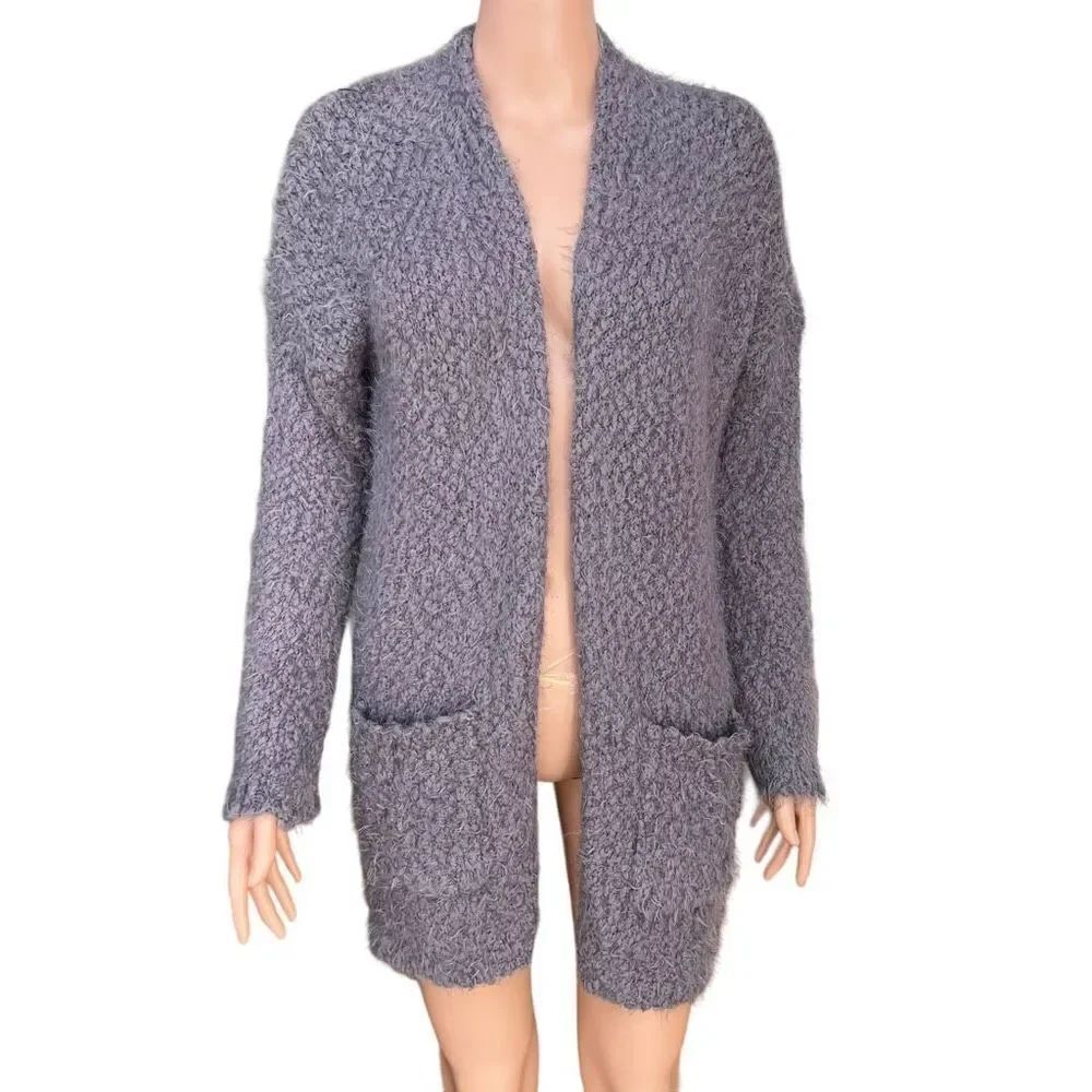 Altar’d State fuzzy purple Lovely Lash Cardigan Sweater size M cotton blend